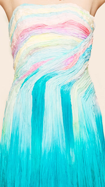 oda - cotton candy strapless dress - up close
