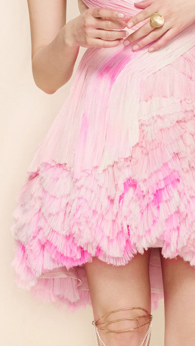 frothy pink dress Portia and Scarlett PS23260 Strapless Frothy Feather Mini Hoco Dress