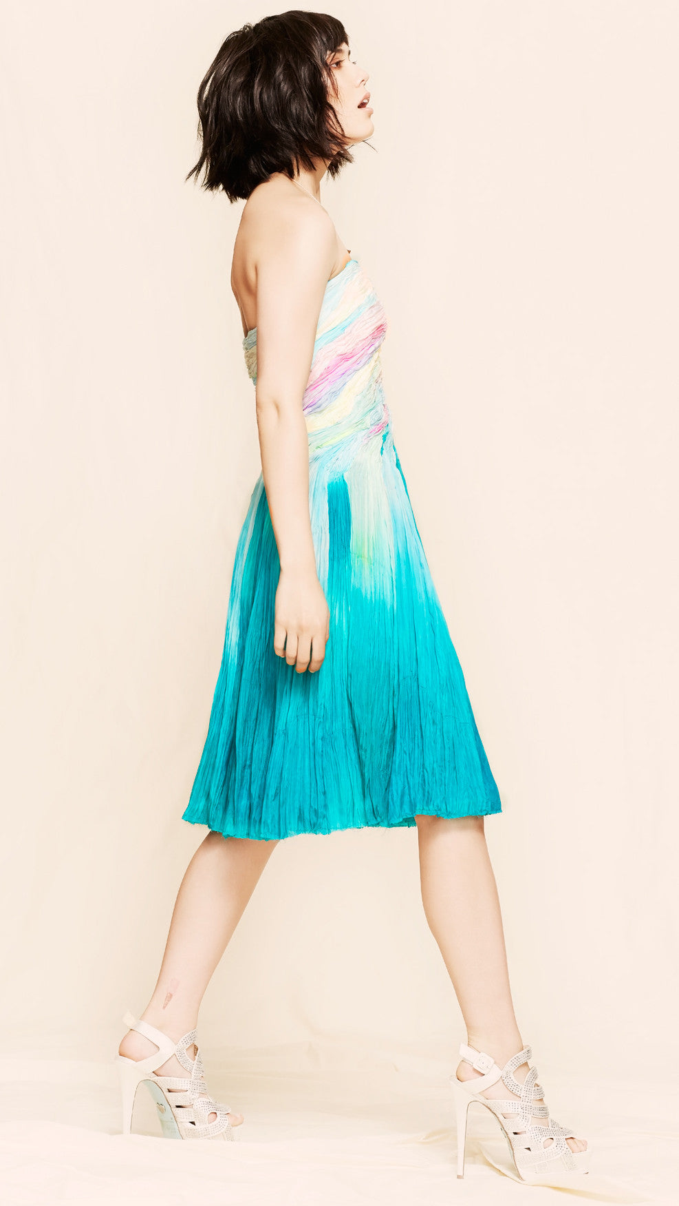 oda - cotton candy strapless dress - side view